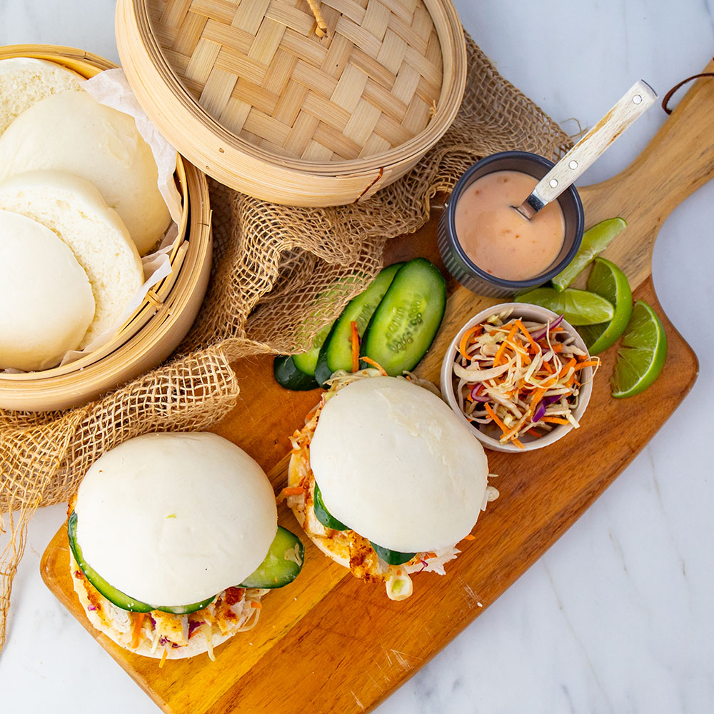 Crumbed Chicken Bao Burgers