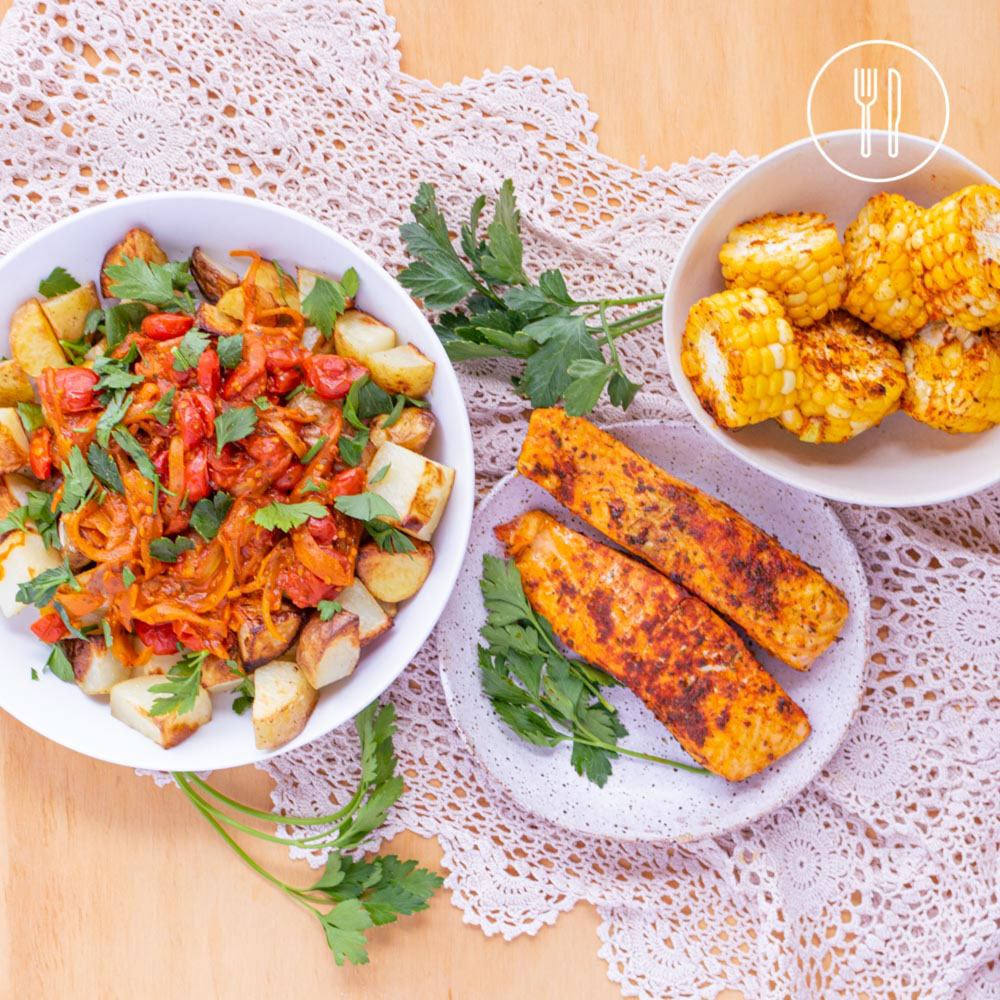 Spanish Salmon with Patatas Bravas